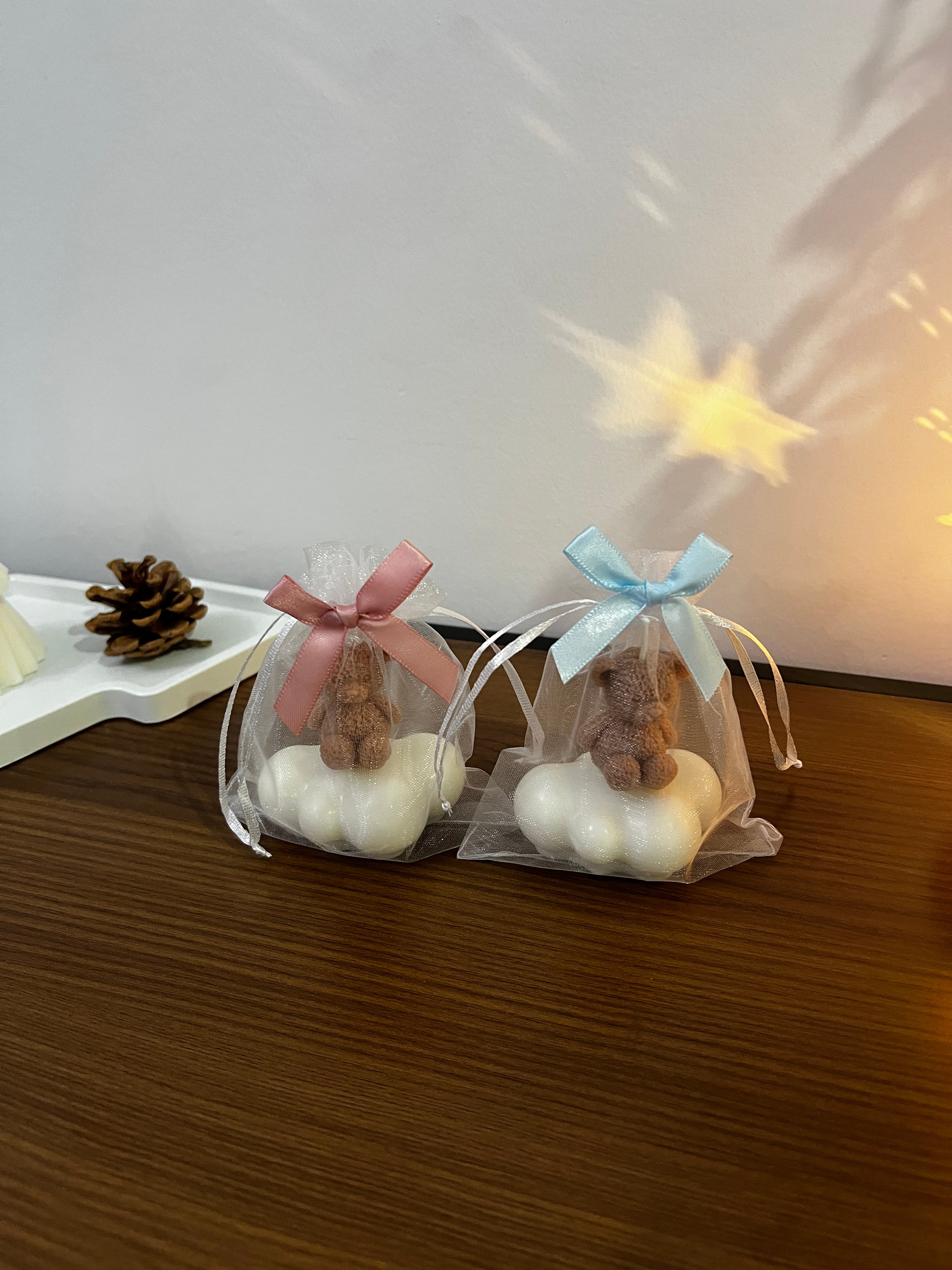 Mini Vela decorativa Osito y Nube | Recuerdo de baby shower o bautizo |